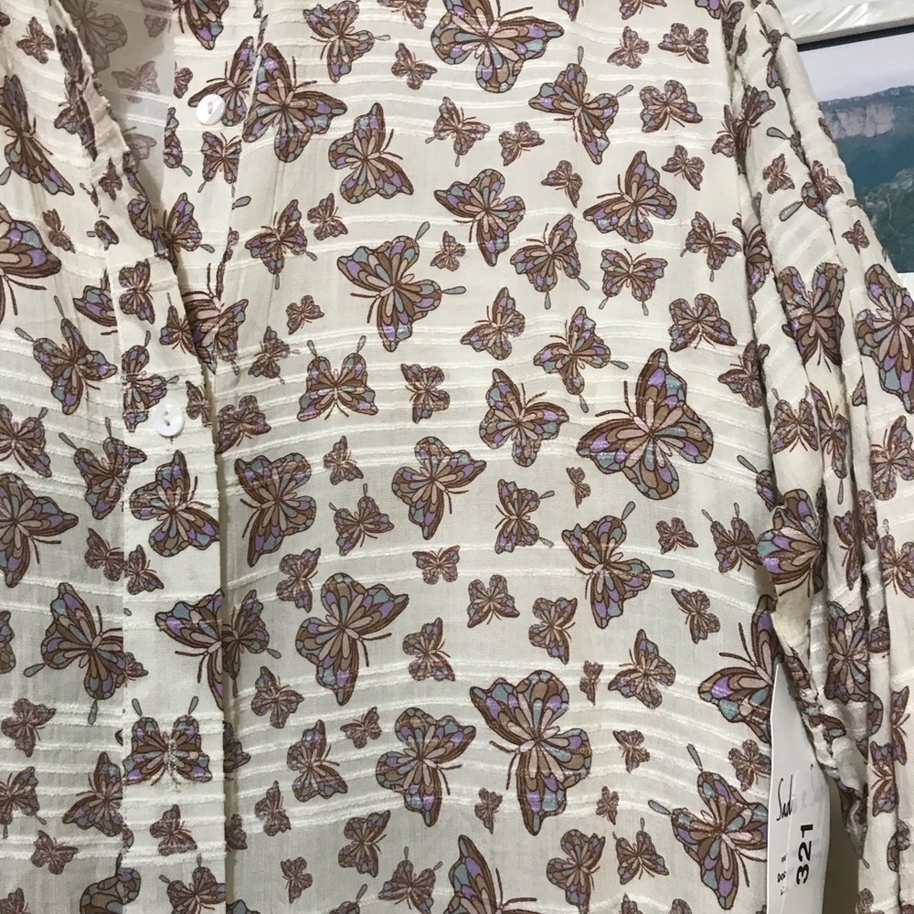 Sadie & Sage Button Down Butterfly Print Shirt Dress NWT - Picture 5 of 6